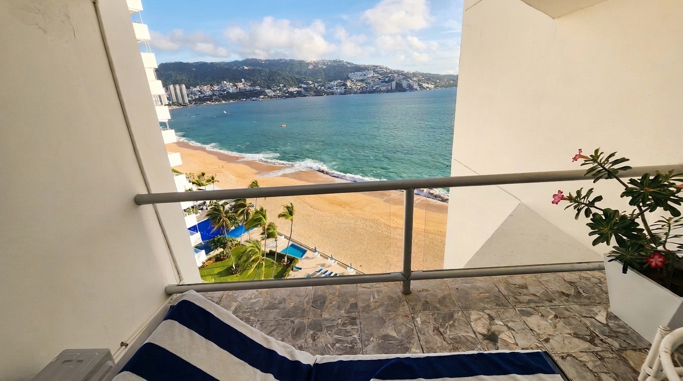 The bedroom balcony, overlooking the bay